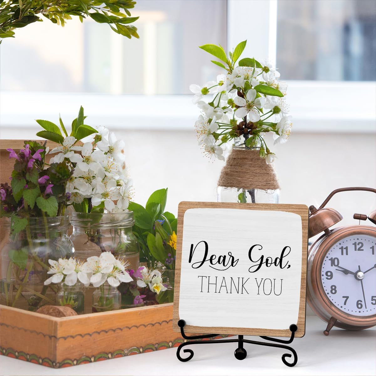 Home Decor, Farmhouse Shelf Table Decor, Christian Office Home DÃ©cor Accents for Living Room Mantle Coffee Bar Bookshelf Kitchen Entryway (B20)