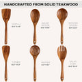 6 Piece Wooden Spoons for Cooking – Natural Teak Wooden Utensil Set, Easy to Clean, Durable, Smooth with Comfort Grip - Non Toxic Wooden Cooking Utensil Sets