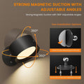 Magnetic Wall Sconce Dimmable, 2 Pack Rechargeable Battery Operated USB, Picture Painting Wall Light with Remote, Halloween Christmas Lights LED Wall Mounted Lamp (Black#A)