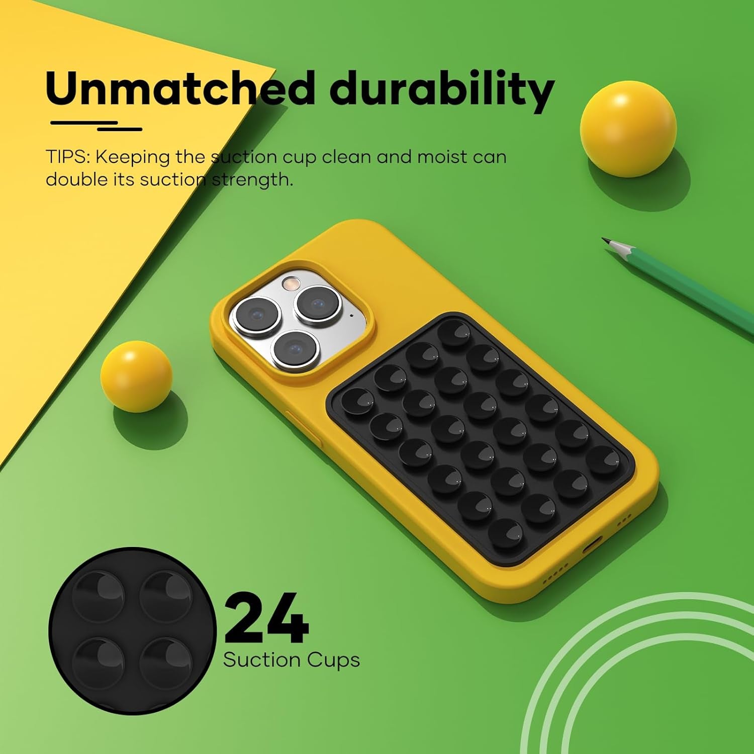 Silicone Phone Sticky Grip, Suction Phone Case Mount for Iphone and Android, Hands-Free Sticky Cell Phone Grip, Mobile Fidget Mirror Holder for Selfies and Videos