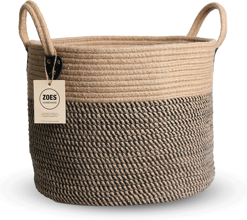 14"X12" Natural Jute Rope Woven Storage Basket with Handles for Plant, Blankets,Toys,Clothes,Shoes - Living Room Home Decor,Multifunctional Basket for Organizer,Picnic,Artificial Tree