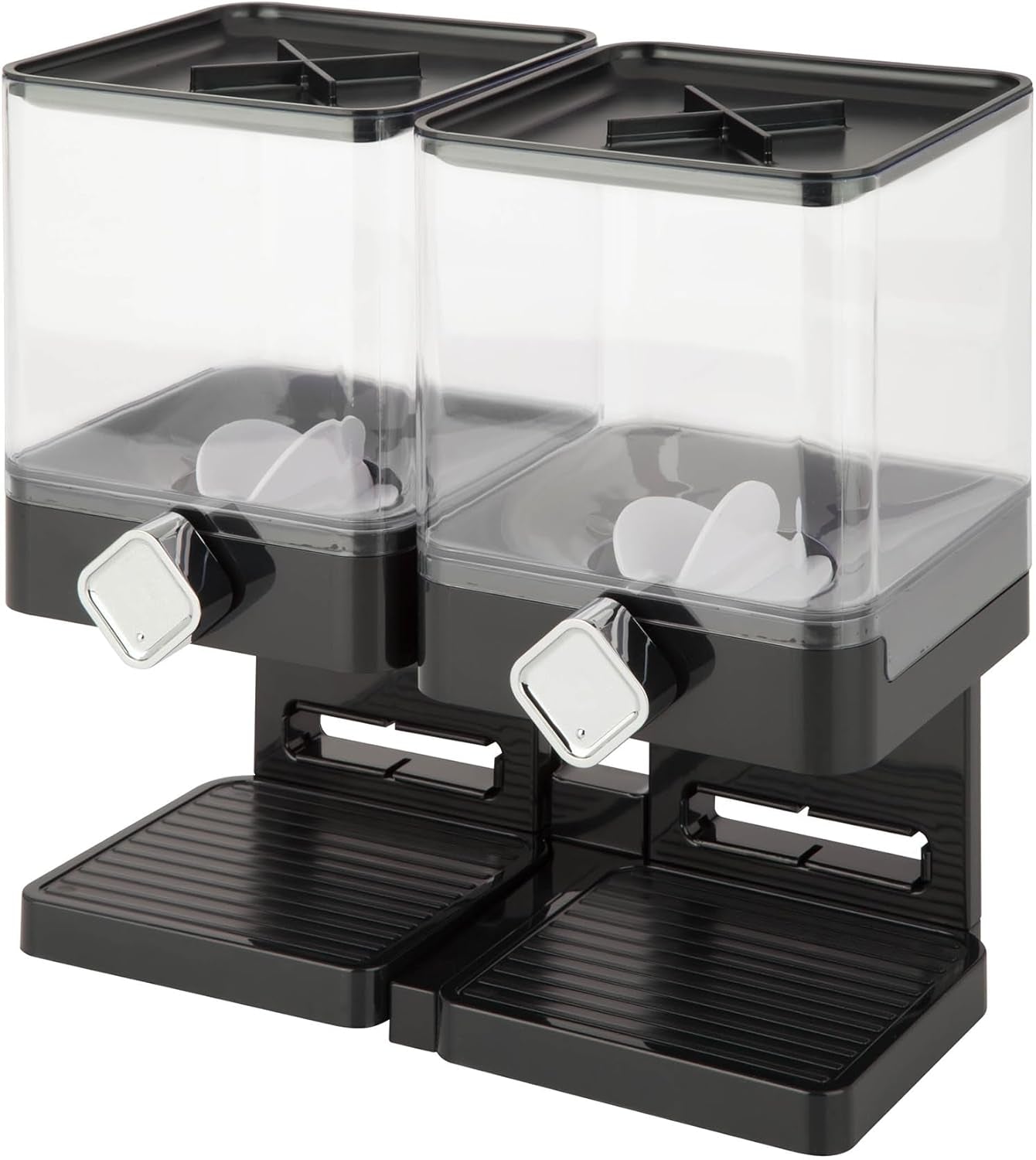 Compact Dry Food Dispenser, Dual Control, Black/Chrome