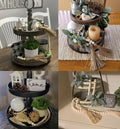 60 Inches Wood Bead Garland,Wooden Beads with Tassels,Farmhouse Beads Rustic Prayer Beads Boho Beads for Farmhouse Tiered Tray Coffee Table Mantel Decor (1 Pack)