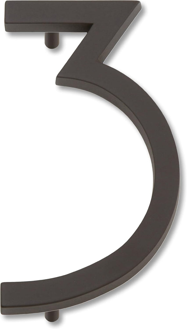 AVN3-O Modern Avalon House Number, Three, Aged Bronze