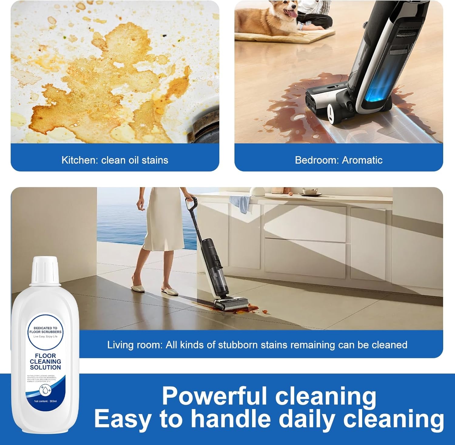 Floor Cleaning Solution Compatible with Tineco, Deep Cleans for Multiple Hard Floors, Suitable with All Robot Vacuums with Mopping and Cordless Wet/Dry Vacuum Mop, for Cleaner Solution Refill