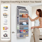 1 Pack over the Door Organizer, Hanging Storage Organizer with Clear Window, 40Lb Ultra Sturdy Large Capacity Room Organizer for Pantry Laundry Bathroom Nursery Closet Baby Essential (Grey)