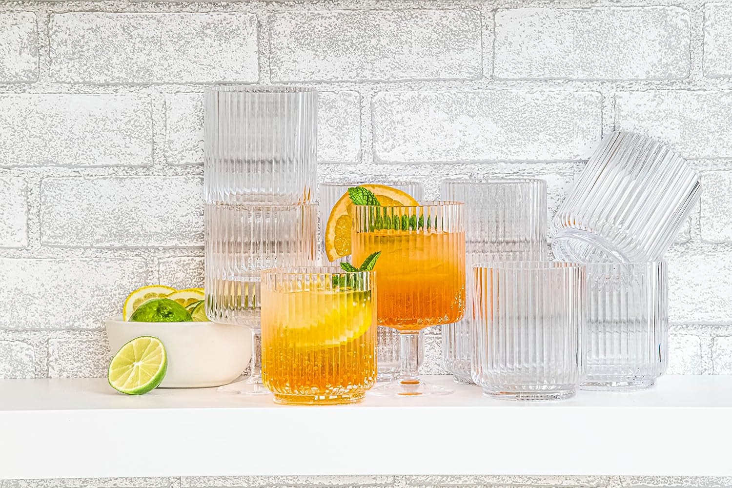 Mesa Premium Plastic Drinkware Tumbler/Double Old Fashioned, 15 Ounce, Clear, (Set of 6)