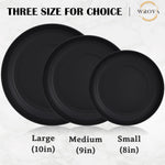 Wheat Straw Plates - 8 Inch Unbreakable Dinner Plates Set of 8 - Dishwasher & Microwave Safe Plastic Plates Reusable - Lightweight Plates for Kitchen,R.V (Pure Black)