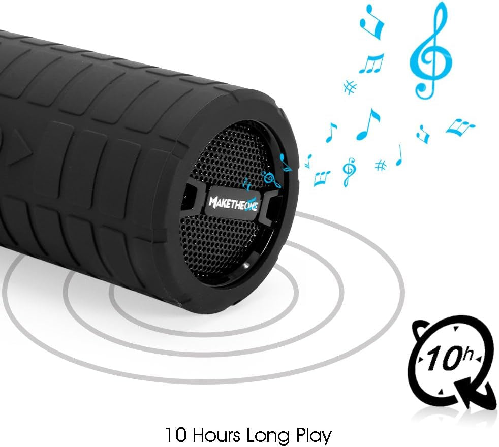 Bluetooth Wireless Speaker, Portable Waterproof and Wearable Outdoor Speaker with 3.5Mm Aux Microsd Input Hifi Bass for Mountain Bike Bicycle Electric Scooter (Black)