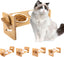 Adjustable Bamboo Raised Pet Bowl for Cats and Small Dogs, Elevated Feeder Stand with 2 Ceramic Bowls and anti Slip Feet, Great Gift for Puppies, Kittens