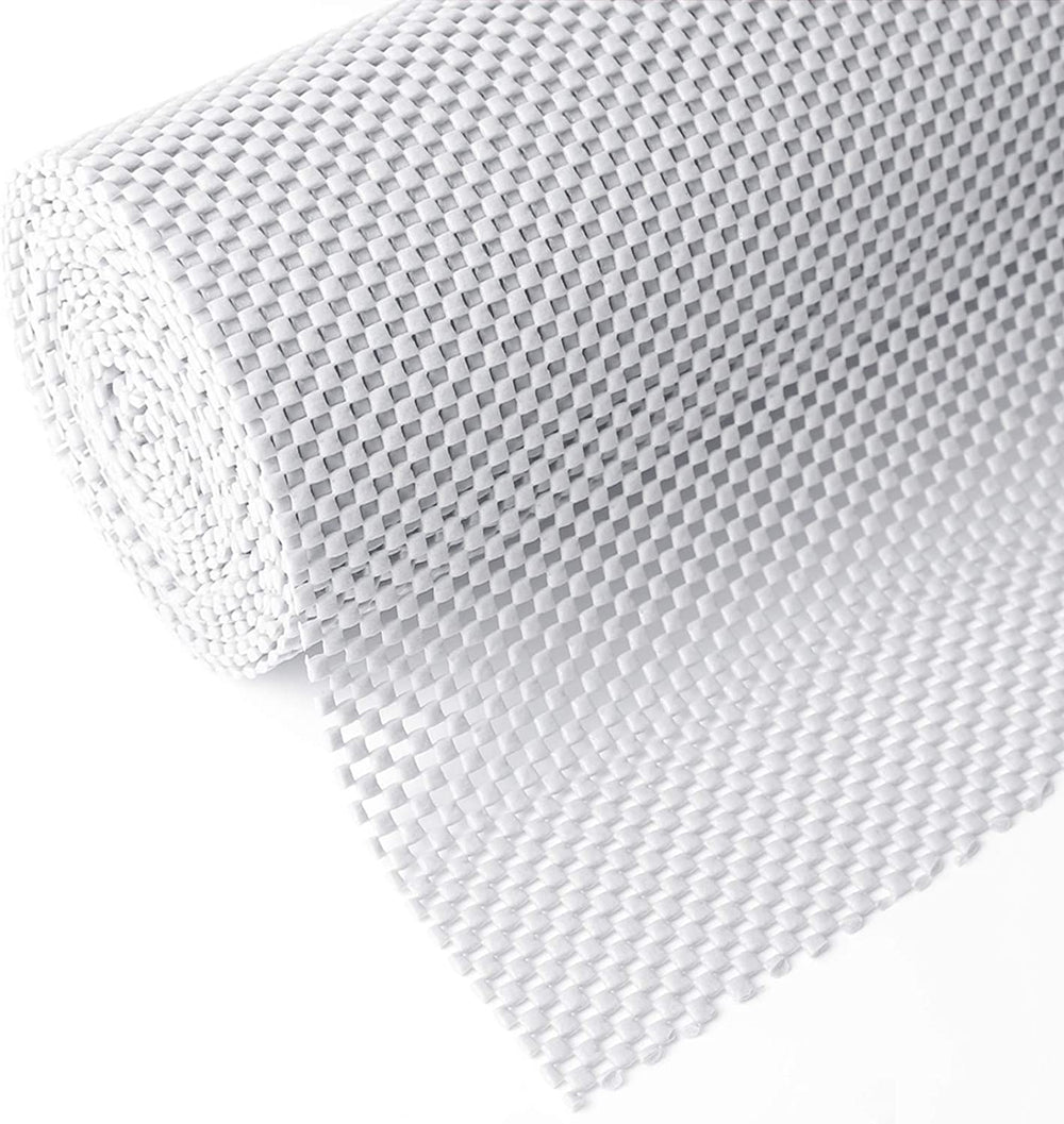 Shelf Cupboard Liner, Cabinet Drawer Liners Non Adhesive 12 Inches X 20 Feet for Kitchen Cabinets, Strong Grip Durable Non Slip for Storage Desks Kitchenware Tableware, Easy to Install, White