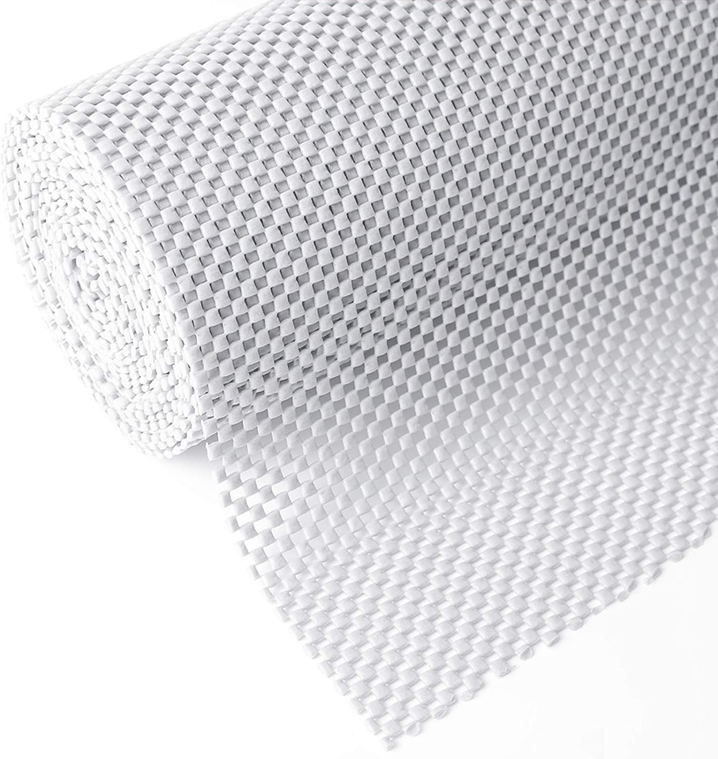 Shelf Cupboard Liner, Cabinet Drawer Liners Non Adhesive 12 Inches X 20 Feet for Kitchen Cabinets, Strong Grip Durable Non Slip for Storage Desks Kitchenware Tableware, Easy to Install, White
