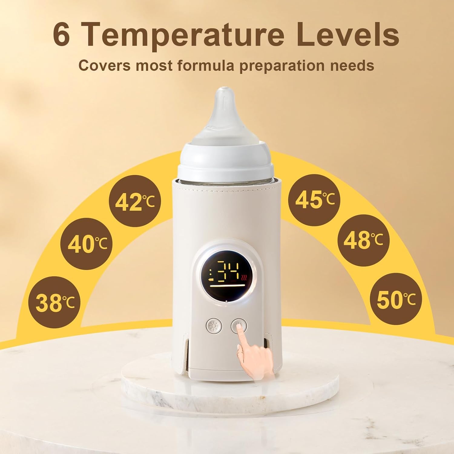 18W Portable Baby Bottle Warmer for Travel â€“ Fast, Waterless Milk Heater for Breastmilk & Formula | USB Rechargeable Bottle Warmer with Precise Temperature Control â€“ Essential for On-The-Go Feeding