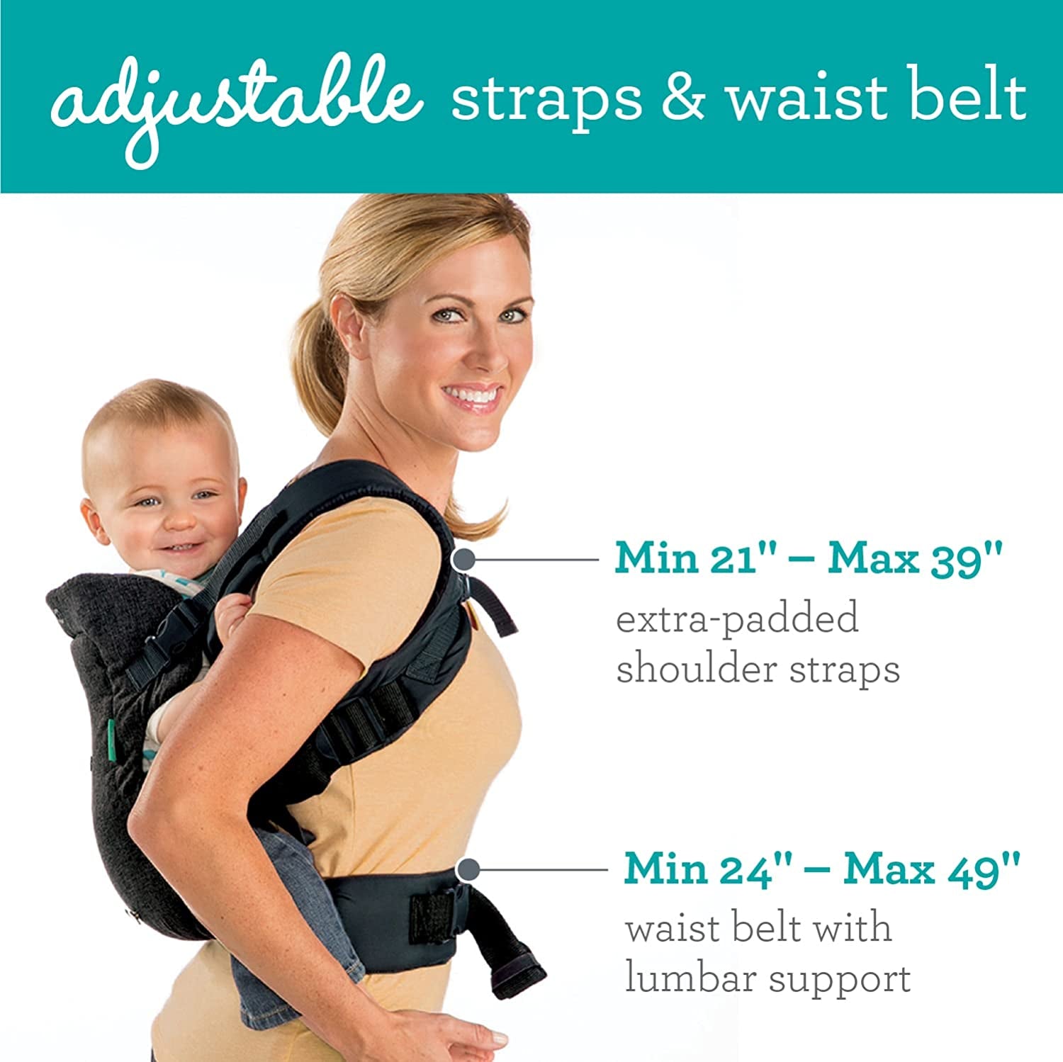 Flip 4-In-1 Convertible Baby Carrier, Adjustable, Ergonomic Babywearing, Registry Essential, Baby Carrier for Newborn to Toddler, Black