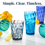 Optix Plastic Reusable Drinking Glasses (Set of 16) 14Oz Rocks & 20Oz Water Cups in Coastal Colors | Bpa-Free Tumblers, Made in USA | Top-Rack Dishwasher Safe