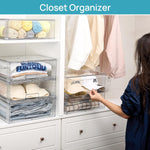 2 Pack Large Stackable Storage Drawers,Easily Assemble Clear Acrylic Bathroom Closet Undersink Organizers,Plastic Storage Bins for Cabinet,Kitchen Pantry,Medicine Organization