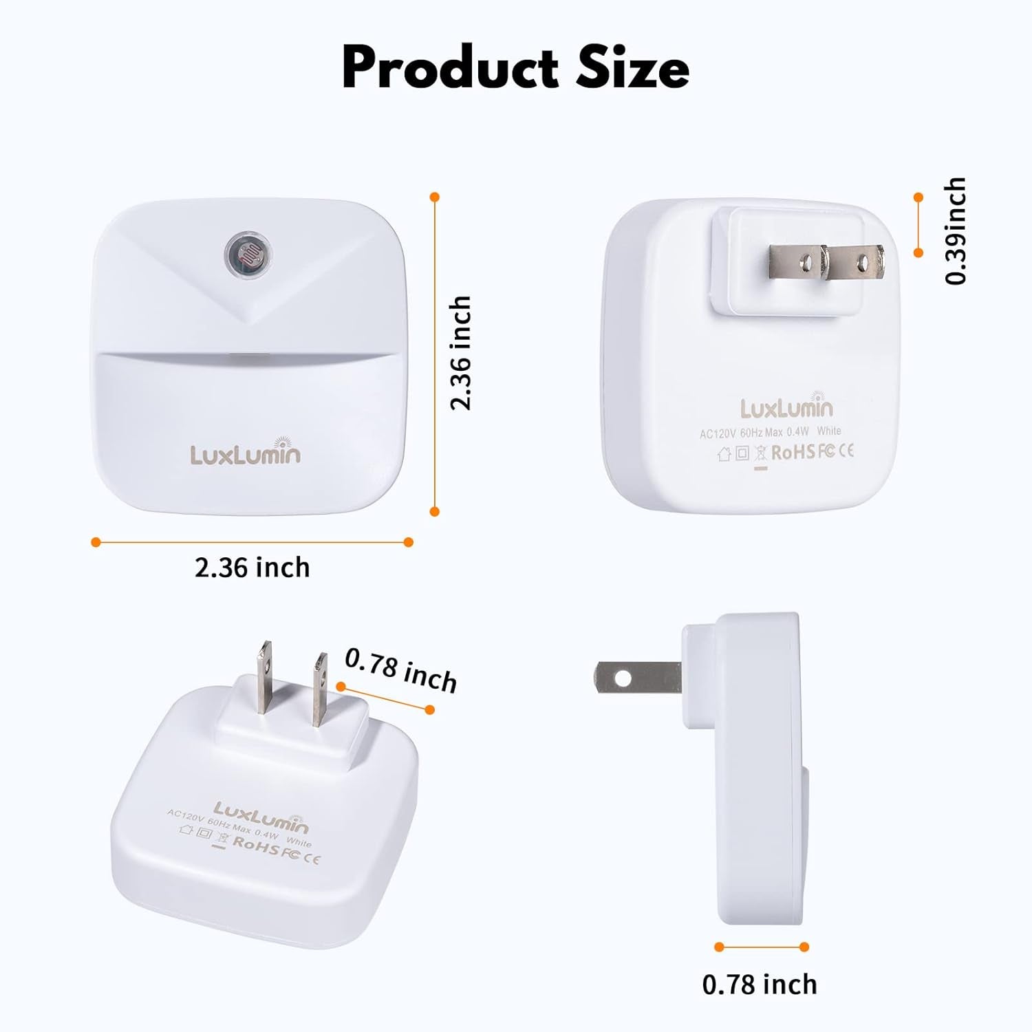 LED Night Lights Plug into Wall with Dusk-To-Dawn Sensor, Automatically Turn on and Off,Night Light for Kids,Bedroom,Bathroom,Stairs,Warm White, 6 Packs