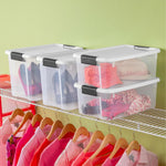 6-Pack Ultra Latching Box, Storage Bins with Lids, Clear Plastic, 18 Qt – Large Heavy-Duty Organizing Bin Containers for Home, Closet, Kitchen, Pantry, Bathroom, and Office