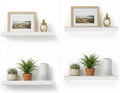 Acrylic Floating Shelves, Adhesive Wall Mount Command Shelves for Bathroom, Kitchen, Dorm - Renter-Friendly Easy Install Wall Shelves for Home Decor and Organization (Glossy White-4 Pack)