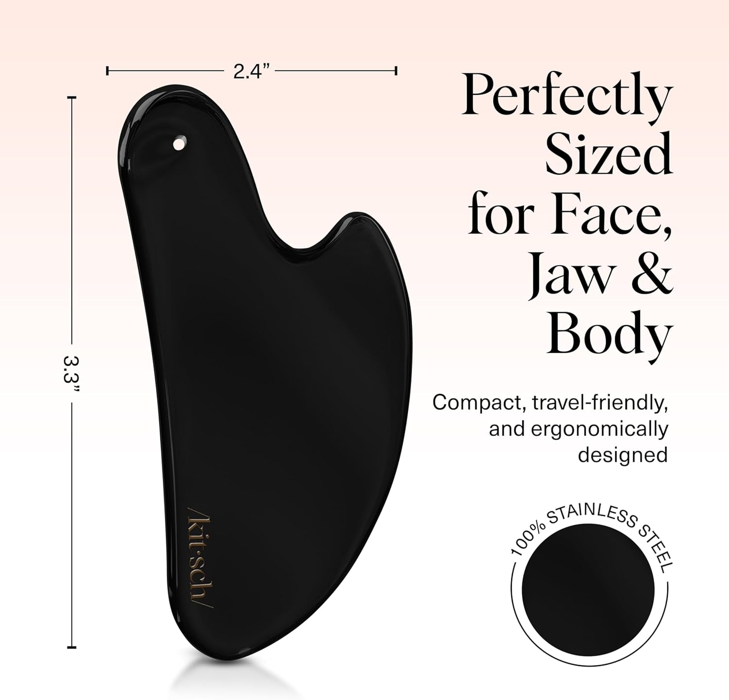 Stainless Steel Gua Sha Facial Tools - Guasha Tool for Face, Face Sculpting Tool, Neck Massager, Double Chin Reducer Gua Sha Tools, Lymphatic Drainage Massager, Facial Skin Care - Matte Black