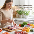 Handheld Vacuum Sealer for Food, Compact Portable Vacuum Sealer Machine with 30 Reusable Vacuum Bags, 65Kpa Cordless Food Sealer, USB Rechargeable, White