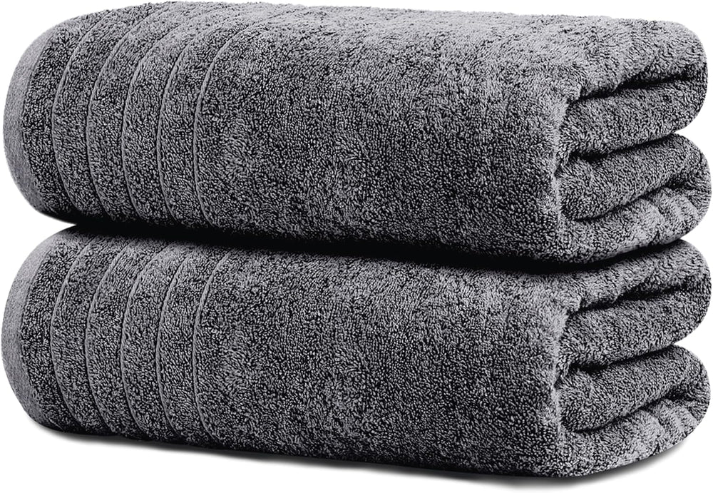 Pack of 2 Extra Large Bath Sheets 35 X 70 Inches, 100% Cotton, Larger & Lighter Weight, Quicker to Dry, Super Soft & Absorbent, Oversized Bath Towels, Dark Grey