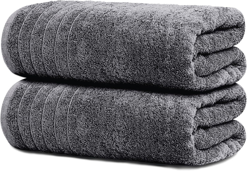 Pack of 2 Extra Large Bath Sheets 35 X 70 Inches, 100% Cotton, Larger & Lighter Weight, Quicker to Dry, Super Soft & Absorbent, Oversized Bath Towels, Dark Grey
