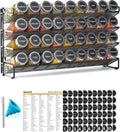 Spice Rack Organizer with 36 Spice Jars, 386 Spice Labels, Chalk Marker and Funnel Set for Cabinet, Countertop, Pantry, Cupboard or Door & Wall Mount - 36 Jars, 17.2" W Ã— 10.8" H, Black