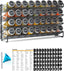 Spice Rack Organizer with 36 Spice Jars, 386 Spice Labels, Chalk Marker and Funnel Set for Cabinet, Countertop, Pantry, Cupboard or Door & Wall Mount - 36 Jars, 17.2" W Ã— 10.8" H, Black