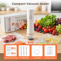 Handheld Vacuum Sealer for Food, Compact Portable Vacuum Sealer Machine with 30 Reusable Vacuum Bags, 65Kpa Cordless Food Sealer, USB Rechargeable, White