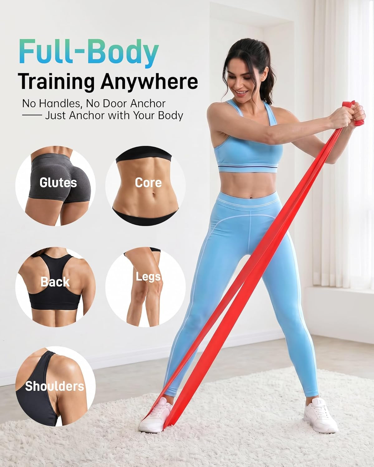 Pilates Flexbands, 5-Pack Latex-Free Resistance Bands Set – Exercise Bands for Pilates, Yoga, Stretching & Physical Therapy | Home Gym Equipment for Women & Men