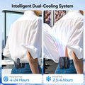 AI Portable Rechargeable Waist Fan with Ice Cooler, 24H Max Cooling, 100-Speed 20000RPM Turbo Cooling Battery Personal Fan, Hands-Free Shirt/Belt/Neck Fan for Work Outdoor Travel, Black