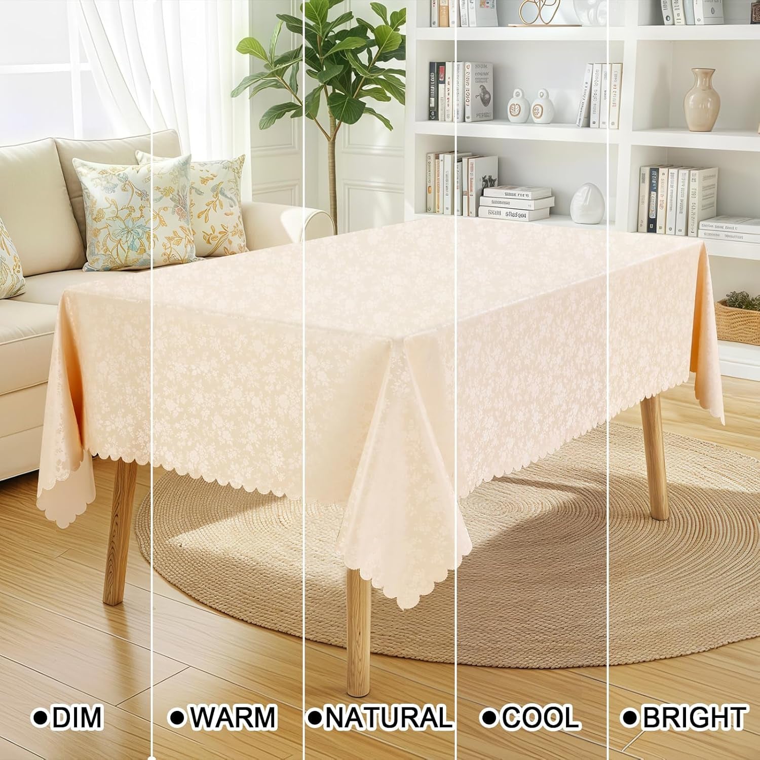 Rectangle Table Cloth, Waterproof Heavy Duty Vinyl Tablecloths, Wipeable Washable Table Cover for Kitchen and Dining Room (Beige, 60" X 84")