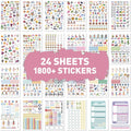 Workout & Fitness Stickers Mega Pack - Set of 24 Sheets 1800+ Health and Wellness Stickers | Tracking Stickers for Sports Planners, Journals & Calendars - Perfect for Weight Loss, Exercise Goals