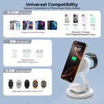Charging Station for Apple Magnetic Wireless Iphone Mag-Safe Charger,15W 3In1 Foldable Wireless Dock Fast Magsafe Charger Stand for Iphone 17 Pro Max/16 Plus/16 Promax/15/14/13,Apple Watch,Airpods Pro