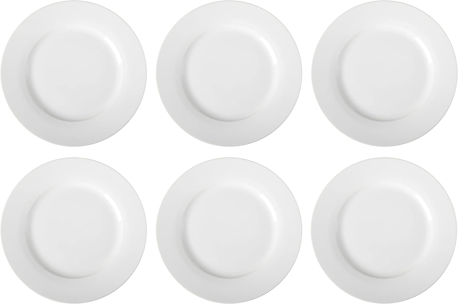 6-Piece White Dinner Plate Set, Microwave and Dishwasher Safe for Everyday Use, 10.5 Inches