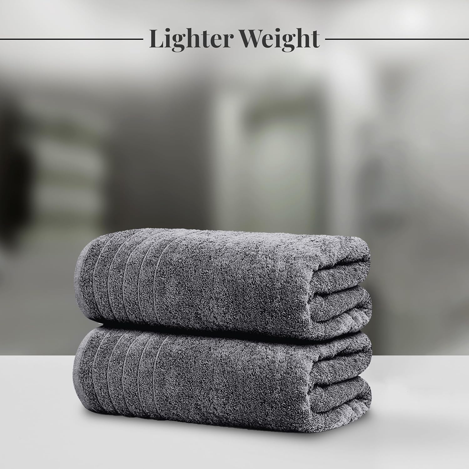 Pack of 2 Extra Large Bath Sheets 35 X 70 Inches, 100% Cotton, Larger & Lighter Weight, Quicker to Dry, Super Soft & Absorbent, Oversized Bath Towels, Dark Grey