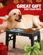 Elevated Dog Bowls for Small Medium Large Size Dogs, Non-Slip Dog Feeder with 2 Food Water Bowls, 2-5 Heights Adjustable Raised Bowls Stand