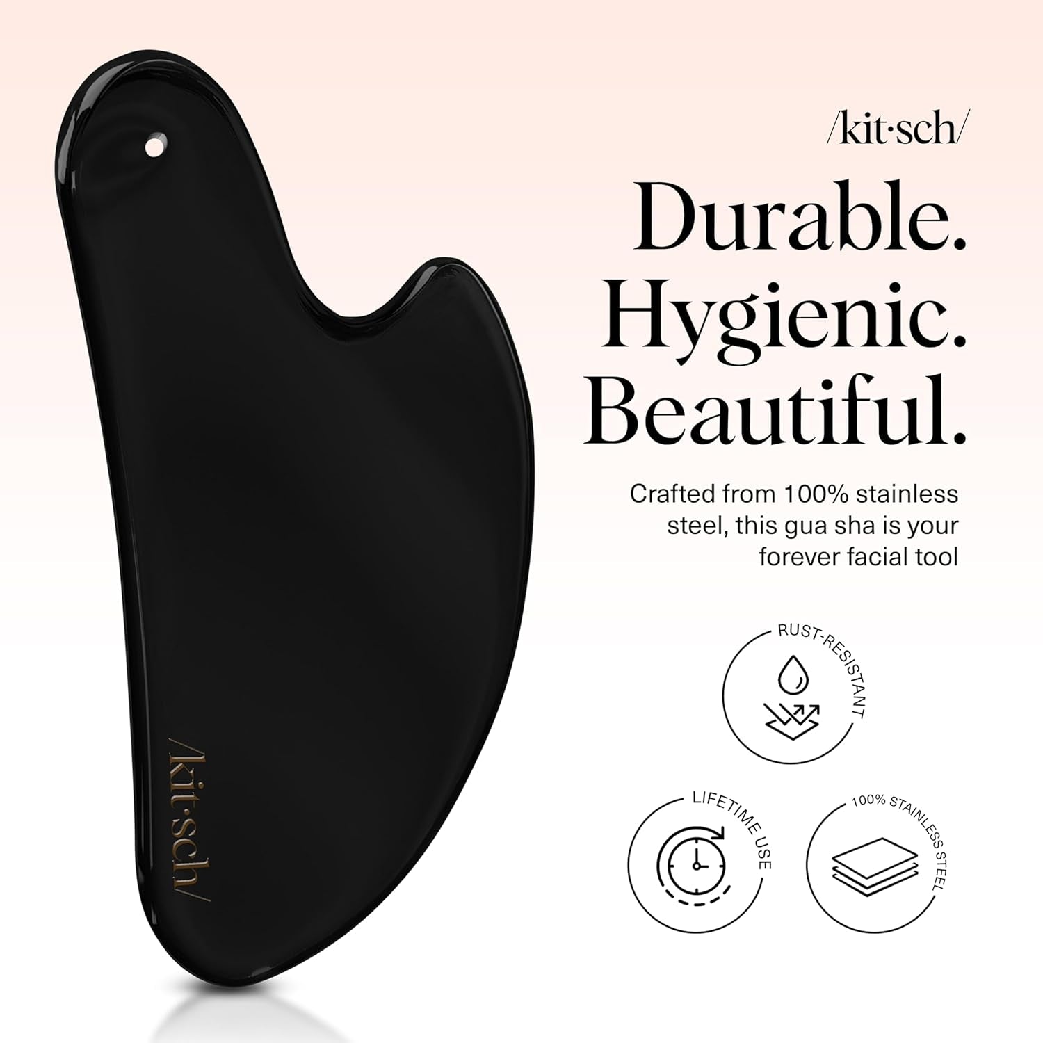 Stainless Steel Gua Sha Facial Tools - Guasha Tool for Face, Face Sculpting Tool, Neck Massager, Double Chin Reducer Gua Sha Tools, Lymphatic Drainage Massager, Facial Skin Care - Matte Black