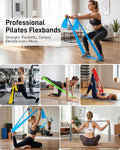 Pilates Flexbands, 5-Pack Latex-Free Resistance Bands Set – Exercise Bands for Pilates, Yoga, Stretching & Physical Therapy | Home Gym Equipment for Women & Men