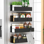 Metal 4 Pack Magnetic Spice Storage Rack Organizer for Refrigerator and Oven, Black Fridge Organizers and Storage