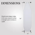 Ironing Board Cover and Pad | 100% Cotton Cover with Padding Standard Size with Aluminum Coating | Heat-Reflective Ironing Board with Elastic Edges Set | 54"X15" Grey
