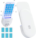Flying Insect Trap, 2 in 1 Indoor Plug-In Fruit Fly Trap, 1 Trap White and 6 Glue Cards, Fruit Fly Traps for Gnat, Moth, Mosquito, Suitable for Every Part of the Home