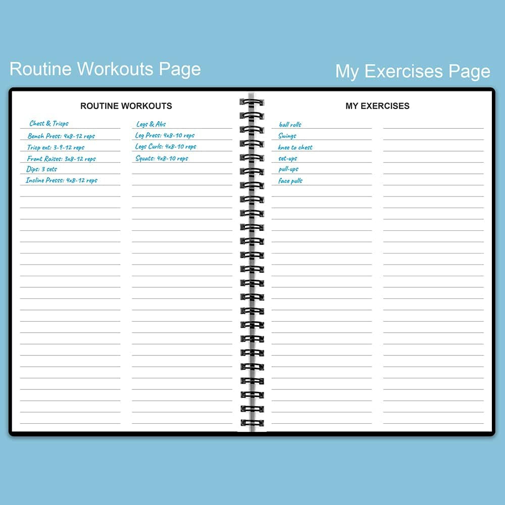 Workout Log for Women & Men - A5 Fitness Planner/Journal to Track Weight Loss, Workout Journal for GYM, Bodybuilding Progress - Daily Health & Wellness Tracker, Black