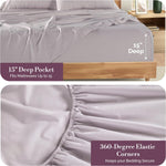 100% Cotton Queen Size Sheets – Crisp Percale Sheets Queen with 4 Pillowcases, with 15" Deep Pocket Sheet for Secure Fit, Ultra Soft & Cozy, Excellent Quality & Fit – Grey Lavender