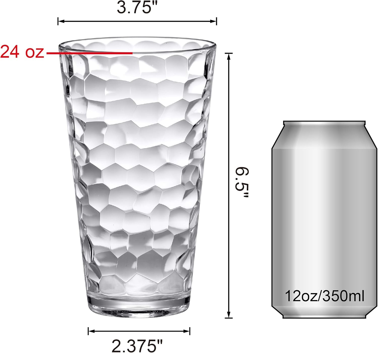 '- Iceberg - 24-Ounce Plastic Tumblers (Set of 8), Plastic Drinking Glasses, All-Clear High-Balls, Reusable Cups, Stackable, Bpa-Free, Shatter-Proof, Dishwasher-Safe