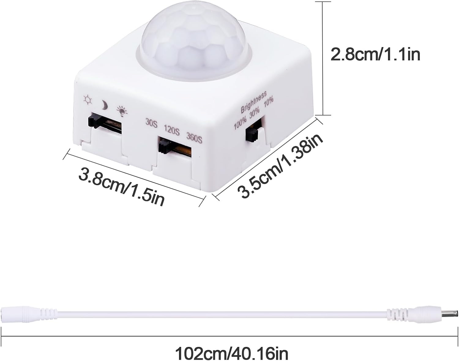 Motion Sensor COB LED Light Strip 16.4Ft(5M) Warm White 3000K 3 Lighting Modes 3 Timing off Modes 3 Brightness Modes with Power Adapter for Kitchen Cabinets Stair Showcase Bedroom Bed