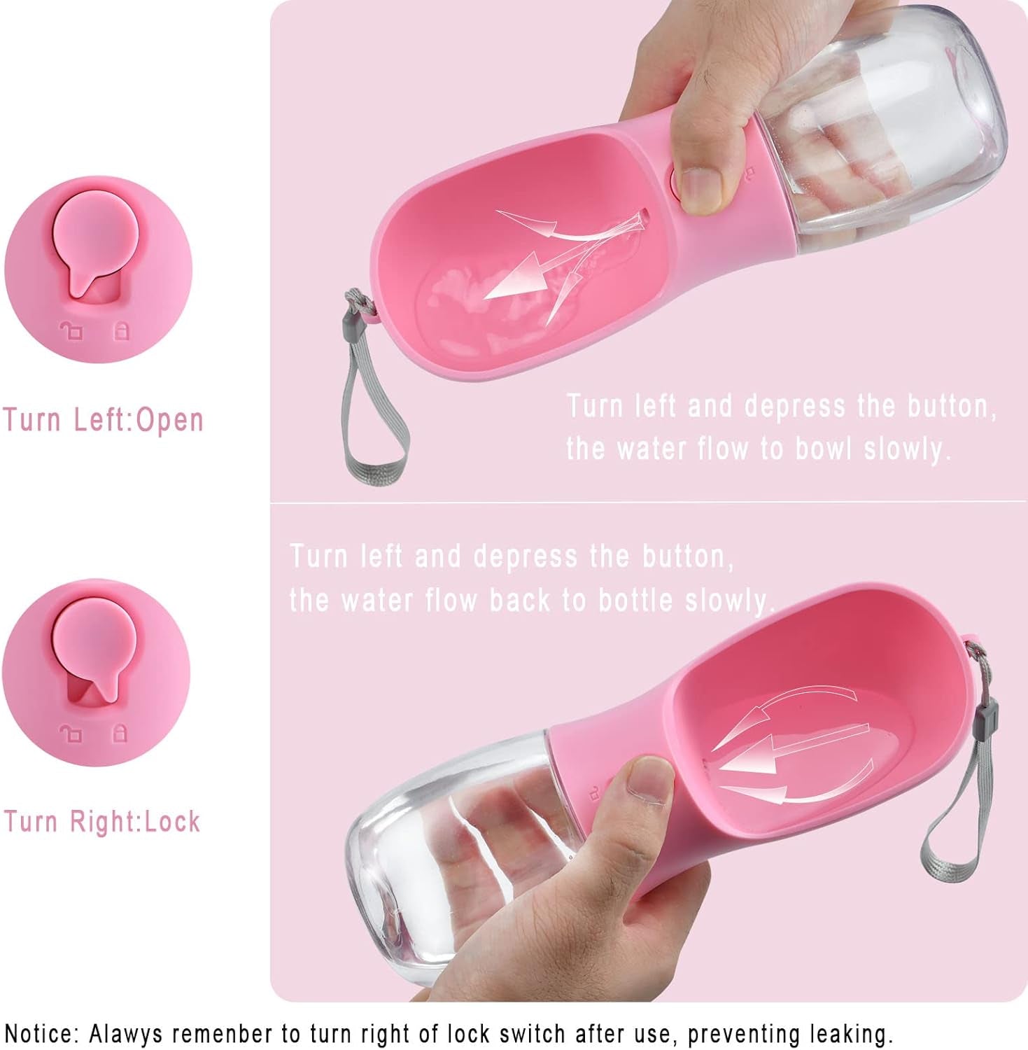 Dog Water Bottle with Food Container, Travel Puppy Water Bowl, Portable Pet Dispenser, Girl Dog Mom Gifts Accessories Stuff Essentials Necessities for Yorkie Chihuahua Cat Walking and Hiking