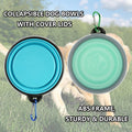Collapsible Bowl with Cover Lids,2 Pack Dog Travel Bowls Portable Foldable Cat Water Dish Bowl for Pets Walking Parking Camping (Light Blue and Green, Small)