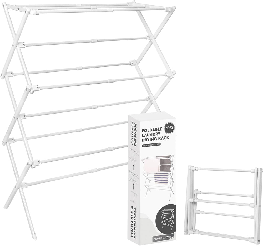 2026 Enhanced Clothes Drying Rack | Foldable Drying Rack Clothing for Laundry | Small Collapsible Portable Dryers for Laundry | Use for Indoor & Outdoor | White 37.5"X29"X12"